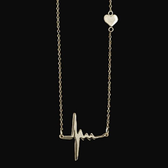 Gorgeous 18KP Silver Heartbeat Necklace - Picture 1 of 4